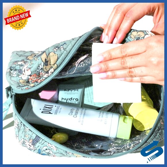 Large Cotton Cosmetic Bag Organizer Travel Must Have Chic Spacious - Picture 4 of 4